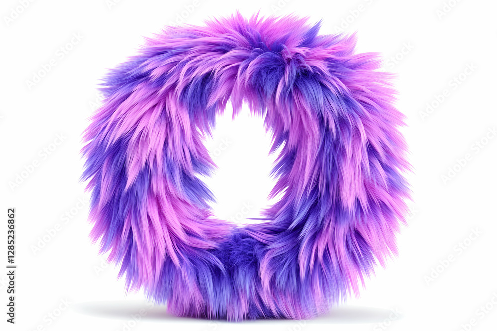 Fluffy purple letter O, studio shot, white background, children's alphabet Fluffy purple letter O, studio shot, white background, children's alphabet
