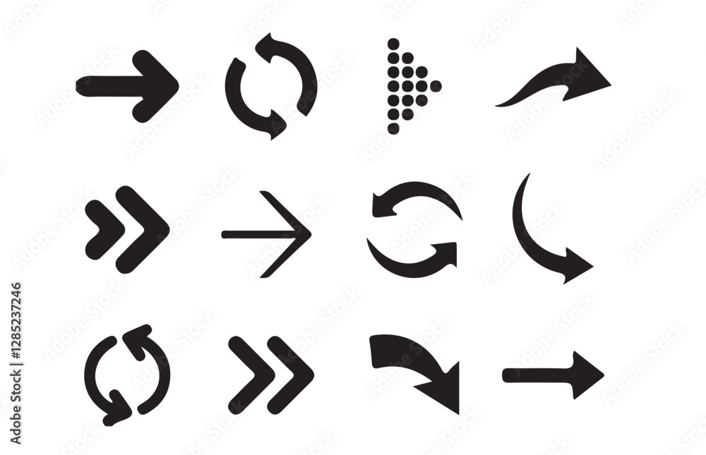 Fototapeta premium Arrows set icon in black color. arrow cursor. Arrow vector collection . simple arrows. vector Illustration eps 10.