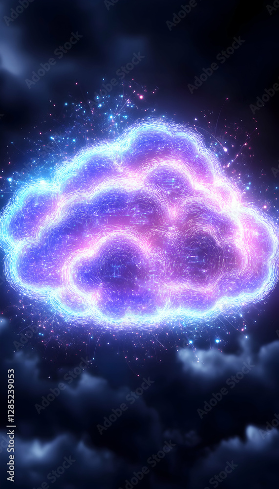 Glowing cloud, night sky, energy, cosmic, fantasy art, digital wallpaper Glowing cloud, night sky, energy, cosmic, fantasy art, digital wallpaper