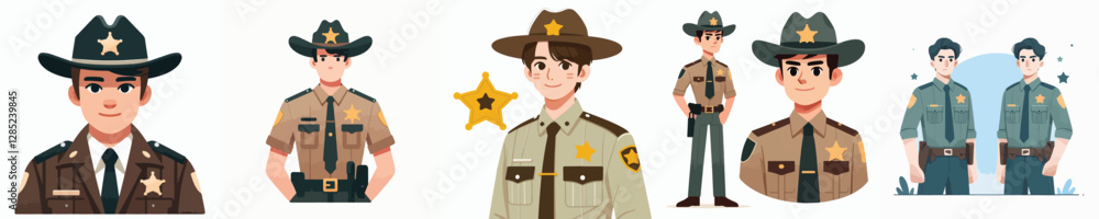 Naklejka premium set of sheriff vector characters