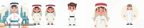 vector boy wearing traditional arabic clothes