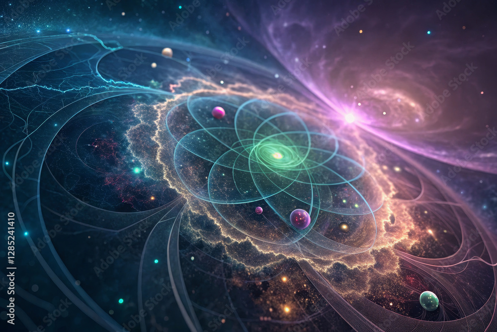 Obraz premium mesmerizing cosmic design featuring swirling galaxies and planets