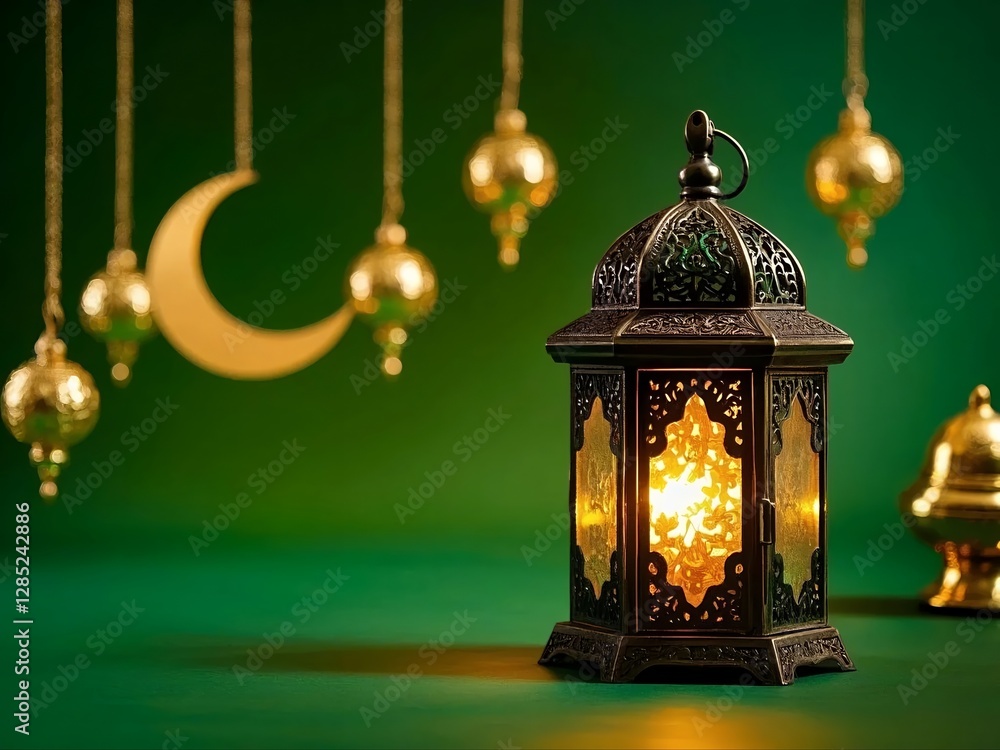 Obraz premium ancient decoration lantern theme with candles for Ramadan season