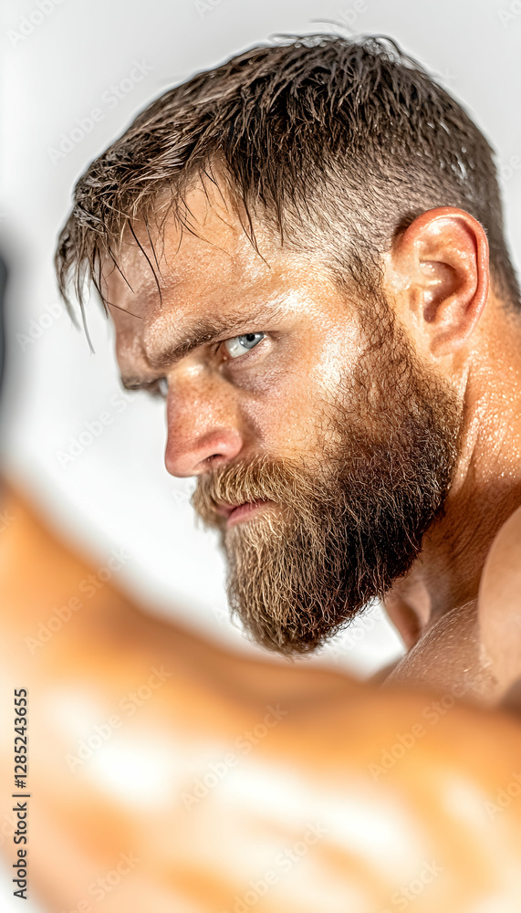 Fototapeta premium Intense Boxer Training, Studio Shot