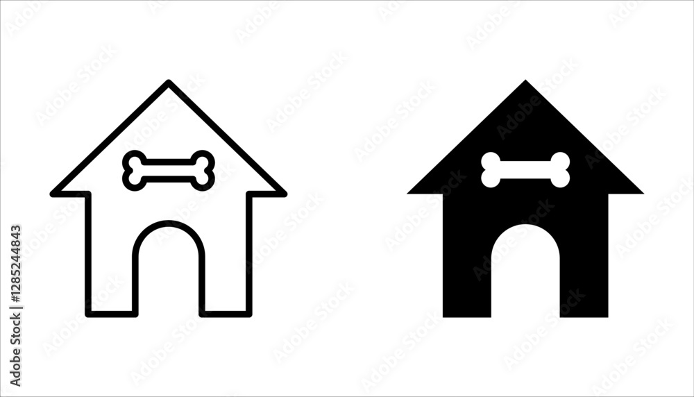 Pet house icon set, dog house symbol isolated on white background