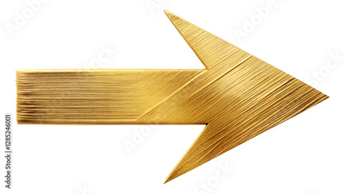 golden brush stroke arrow, Hand draw gold curved arrow pointing texture clipart isolated