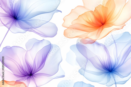 Pastel floral design, white background, home decor