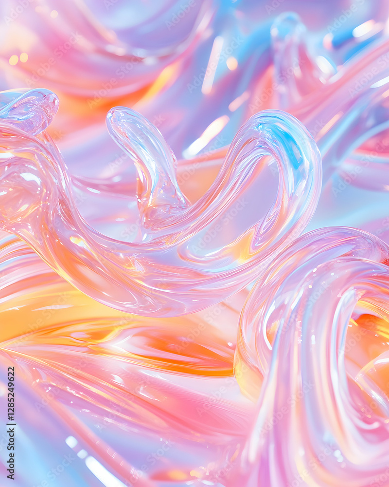 Obraz premium Pastel swirls, abstract art, digital rendering, background texture, design element