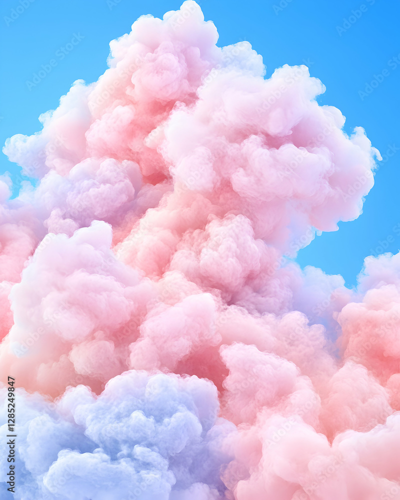 Pink and blue smoke plume against blue sky; design element Pink and blue smoke plume against blue sky; design element
