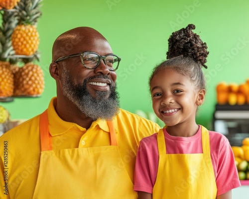 Lime Green Smoothie Haven Modern Vibrant Family Bar with Fresh Fruit Displays - Urban Wellness Hub Featuring Eco-Friendly Decor and Diverse Community Engagement photo