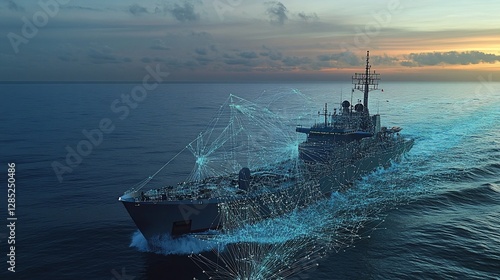 Connected Warship at Sea:  Digital Network and Naval Vessel