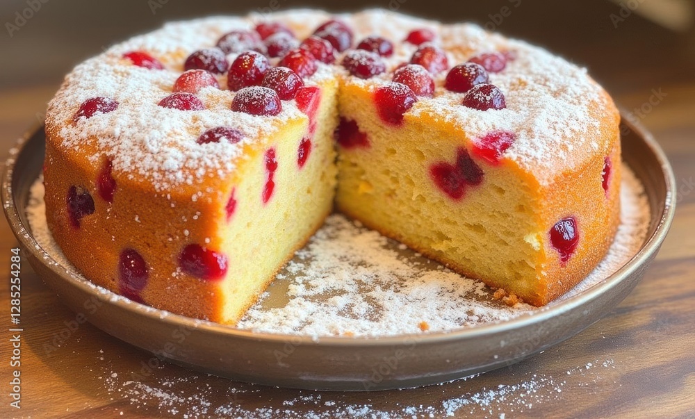Delicious cranberry cake on a plate Delicious cranberry cake on a plate