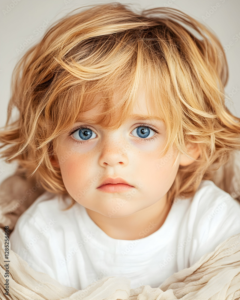Toddler boy portrait, studio shot, neutral background, for family photos Toddler boy portrait, studio shot, neutral background, for family photos