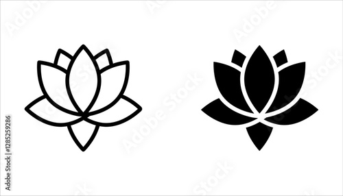 Set of lotus flower icons vector on white background. Can be used web and mobile for yoga meditation