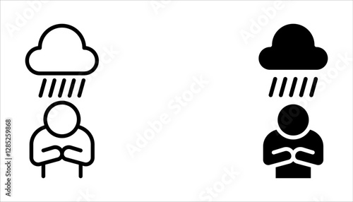 Depression icon set on white background. Included the icons as serious, stressed, stress, sad, emotional