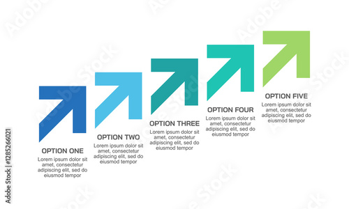 5 Levels of Business Growth Arrow Infographic simple design. Presentation, Plan and Report. Vector illustration.