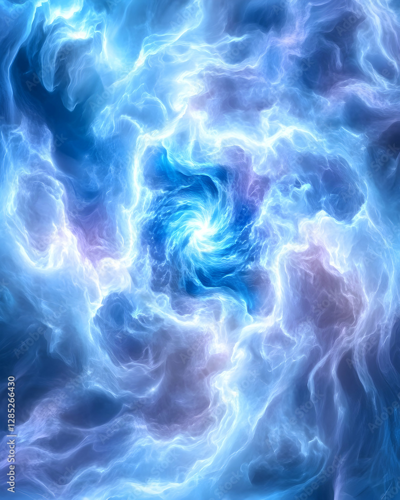 Obraz premium Abstract swirling blue energy vortex, cosmic background, digital art, website banner