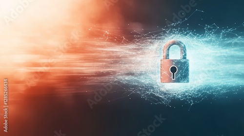 Digital wave design featuring a lock icon, symbolizing the seamless flow of secure data and digital protection.