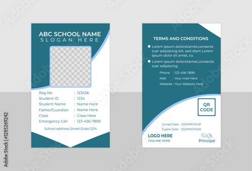 student ID card design template round and 6 colors design ready to print
