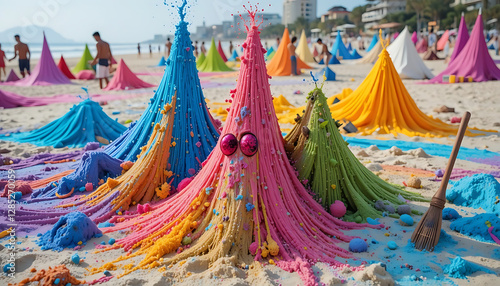 Fototapeta Naklejka Na Ścianę i Meble -  colorful umbrellas on the beach