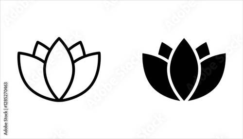 Set of lotus flower icons vector on white background. Can be used web and mobile for yoga meditation