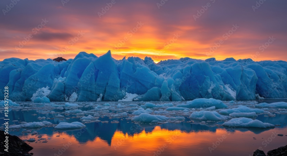 Obraz premium Iceberg Lagoon at Sunset Breathtaking Landscape with Dramatic Sky Reflections