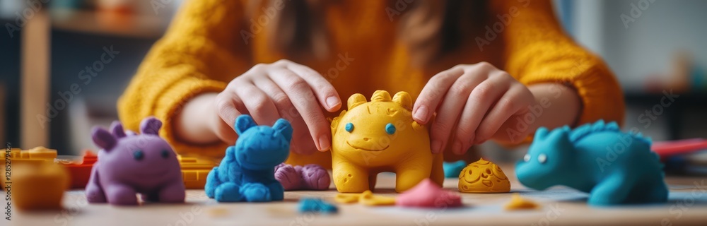 Artistic hands creating stop-motion animation with colorful clay characters in bright, creative workspace. Craftsmanship, patience, and dedication. Artistic hands creating stop-motion animation with colorful clay characters in bright, creative workspace. Craftsmanship, patience, and dedication.