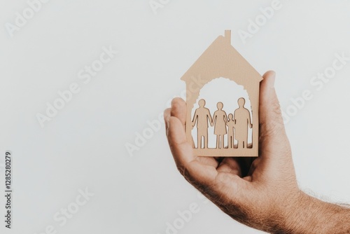 Minimalist Healing Connections Paper Cutout Family in Protective Hands - Emotional Wellness and Family Support Visualization for Modern Therapy Practices