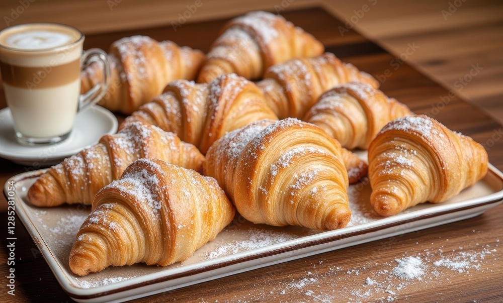 Freshly baked croissants with coffee Freshly baked croissants with coffee