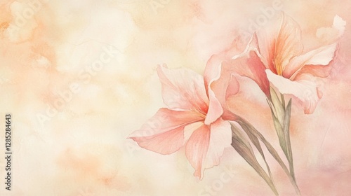 Watercolor Flowers, Soft Pastel Background