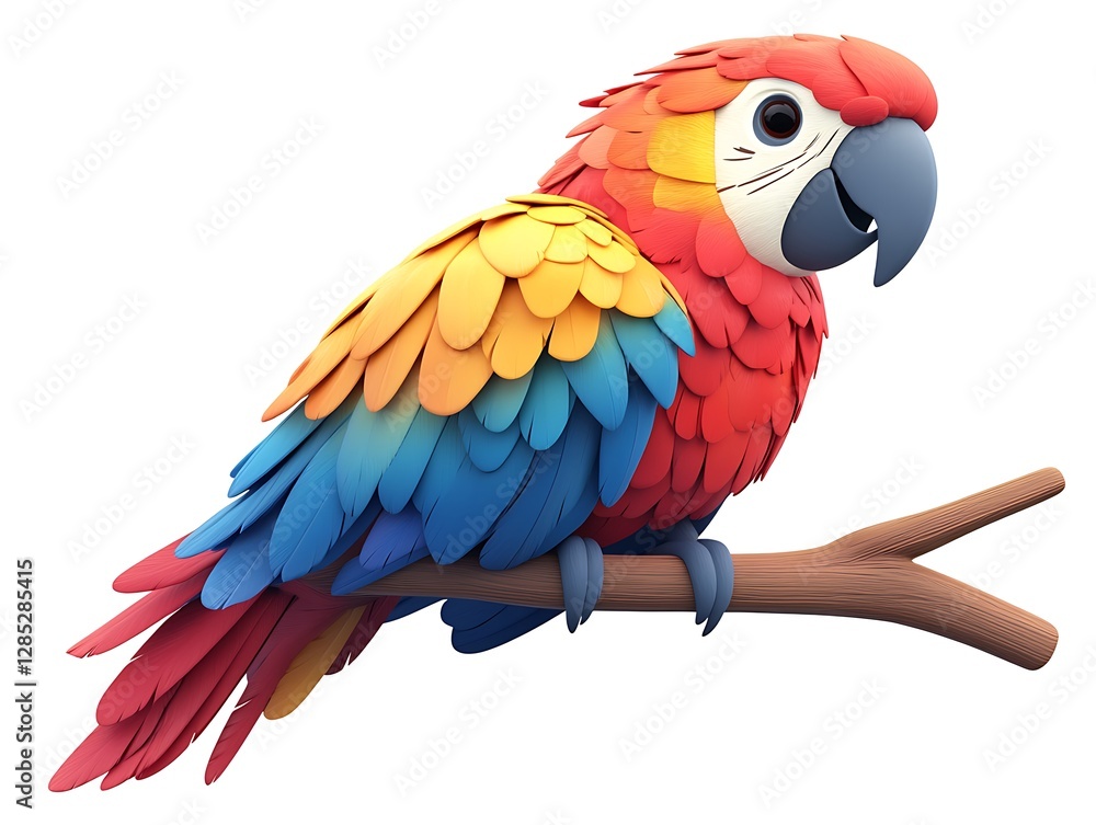 Fototapeta premium Colorful parrot display tropical forest digital art vibrant environment close-up