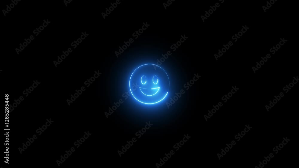 neon symbol smile. Flicker, In - Out. Alpha channel - Matted with green color black neon symbol smile. Flicker, In - Out. Alpha channel - Matted with green color black
