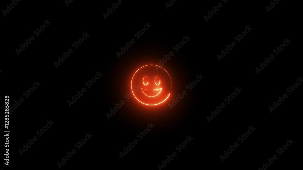 neon symbol smile. Flicker, In - Out. Alpha channel - Matted with green color black neon symbol smile. Flicker, In - Out. Alpha channel - Matted with green color black