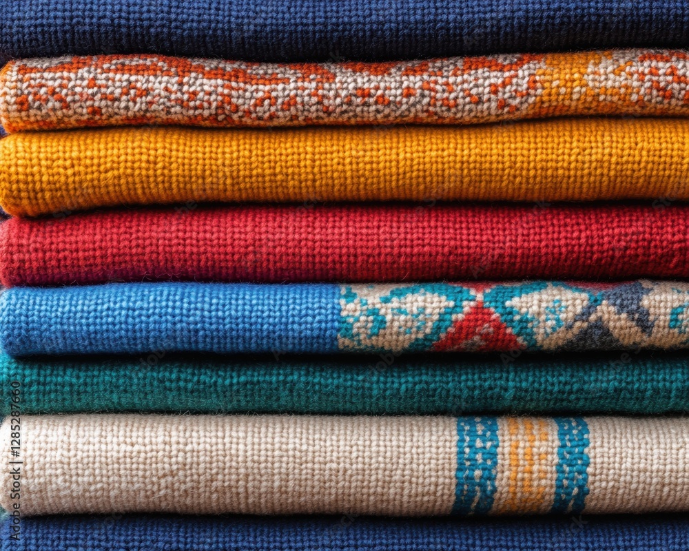 Vibrant Artisan Textile Display Handwoven Patterns and Textures for Cultural Craft Preservation - Ethnic Decor and Sustainable Lifestyle Marketing Vibrant Artisan Textile Display Handwoven Patterns and Textures for Cultural Craft Preservation - Ethnic Decor and Sustainable Lifestyle Marketing