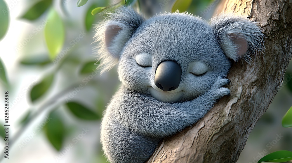 Fototapeta premium Sleeping koala in a tree australia animal portrait nature close-up