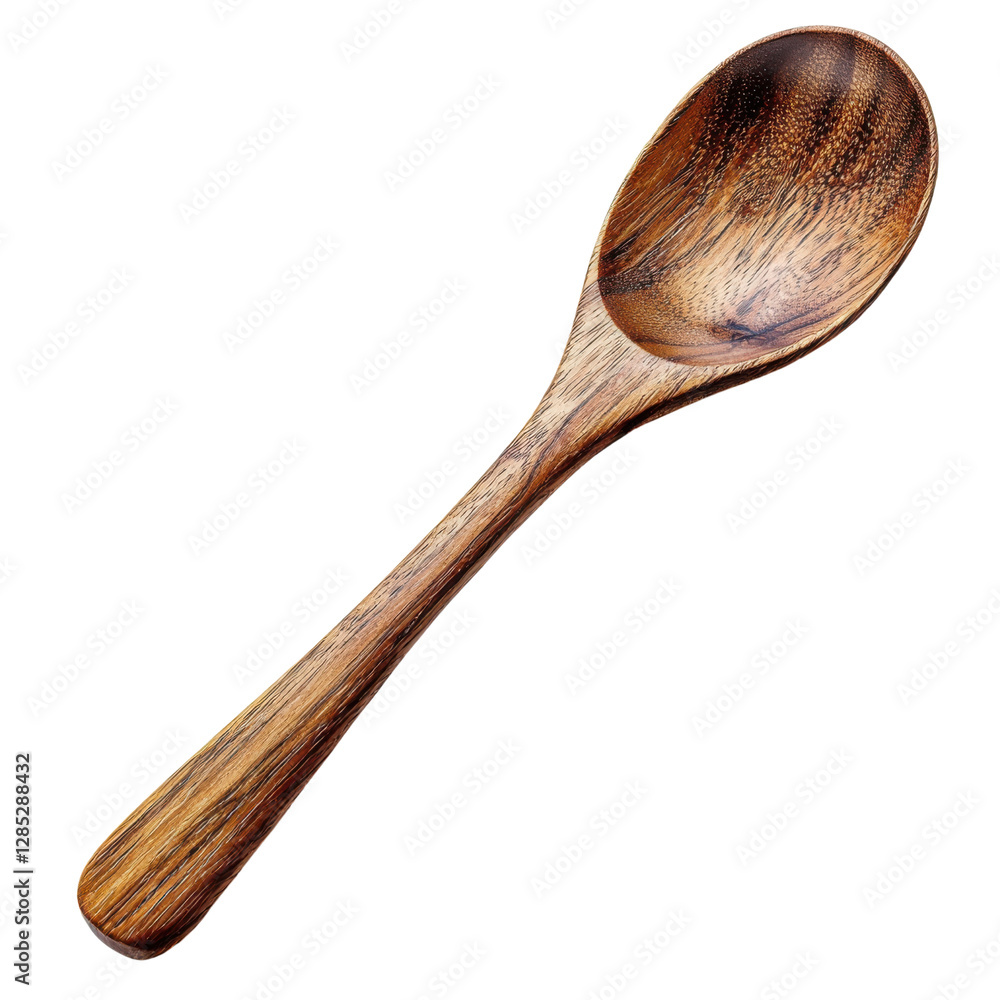 Elegant Wooden Spoon with Unique Grain Patterns on Isolated Background for Culinary and Kitchen Use Elegant Wooden Spoon with Unique Grain Patterns on Isolated Background for Culinary and Kitchen Use