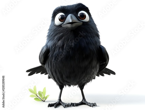 Obraz na płótnie Charming cartoon bird character in whimsical digital art close-up w salonie