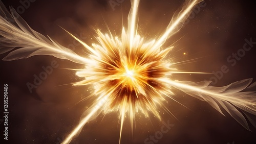 Golden explosion radiating outwards, a captivating abstract design.