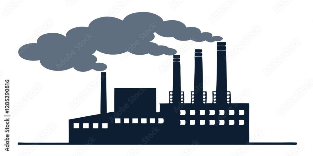 Obraz premium Premium Vector | A black and white image of a factory with smoke coming out of itFreepik Polluted Pathways Factory Air Pollution Vector Logo Ensemble Smog Signals Vector Graphics and Icon | Premium