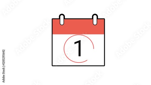 animated video illustration of the circle marking the 1st day on the calendar