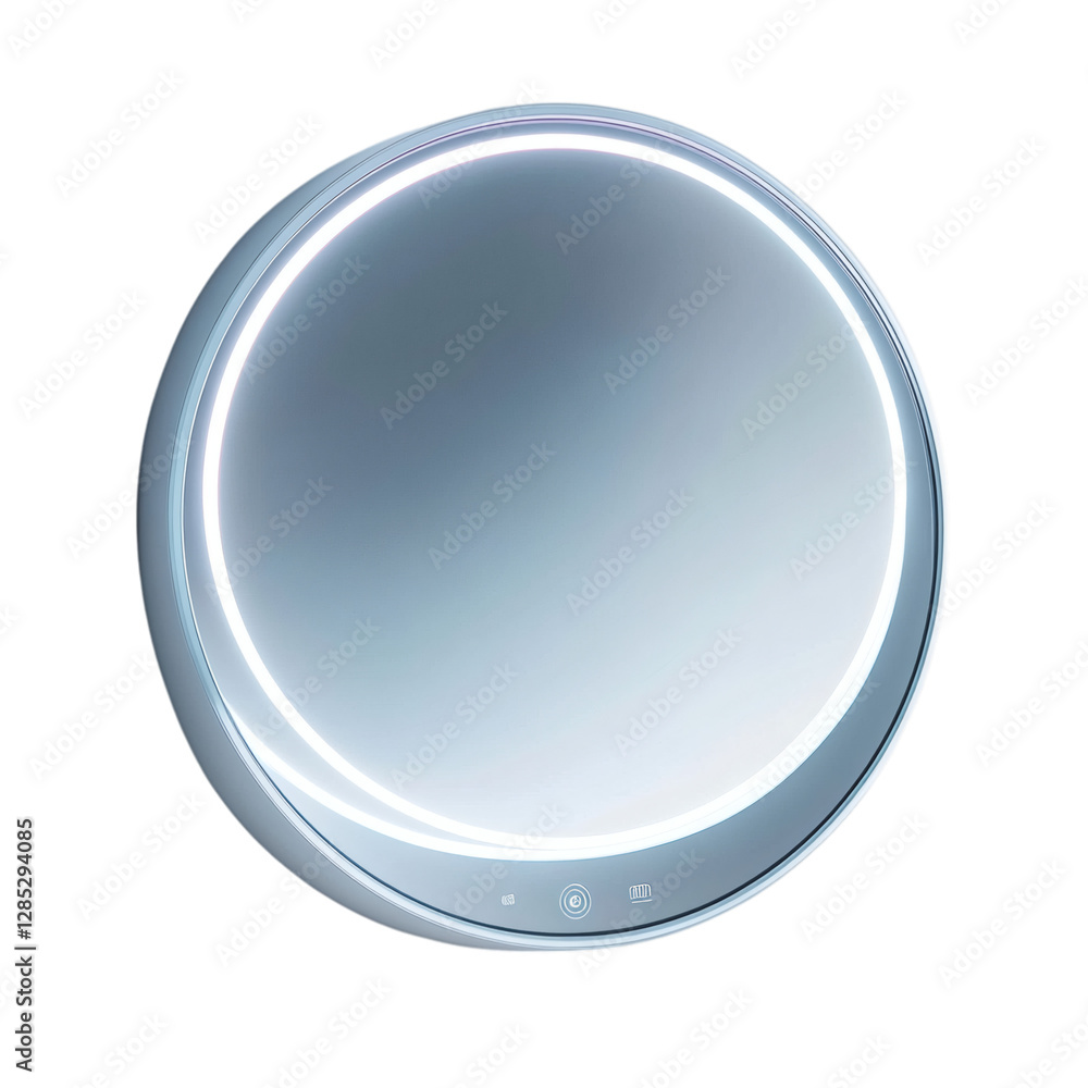 A Futuristic Smart Mirror with LED Lighting Touch Control Isolated on Transparent Background A Futuristic Smart Mirror with LED Lighting Touch Control Isolated on Transparent Background