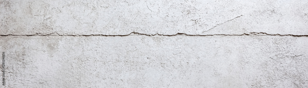 Obraz premium Faded white concrete wall with textured surface and visible cracks