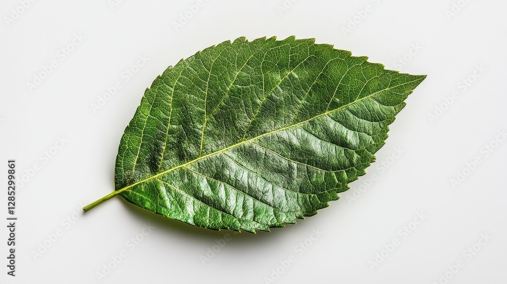 Green Leaf With Speckled Texture On White Background Green Leaf With Speckled Texture On White Background