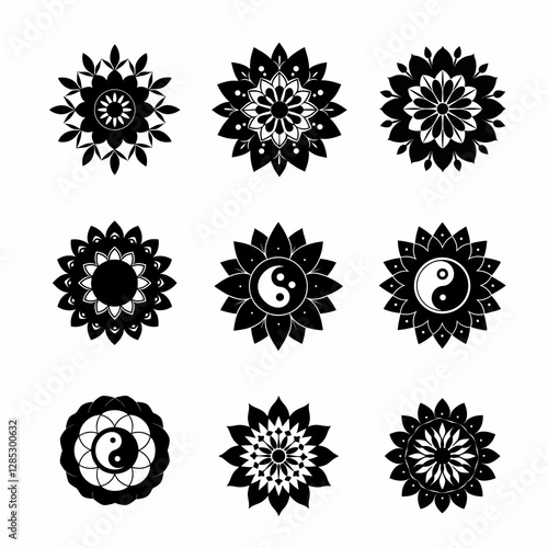 Wallpaper Mural Mandala fractal design element with vector silhouette 1  Torontodigital.ca