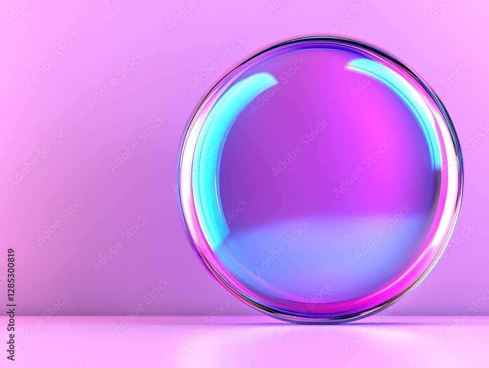 Obraz premium Luminous Orb of Reflective Colors and Light against a Pastel Backdrop Smooth Surfaces and Elegant Glow