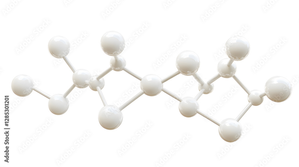white molecule structure 3d render icon isolated on transparent background cutout