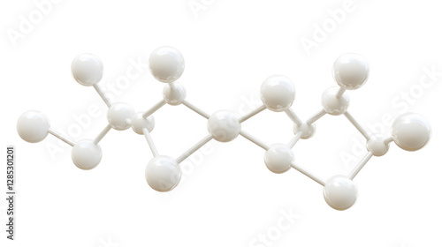 white molecule structure 3d render icon isolated on transparent background cutout