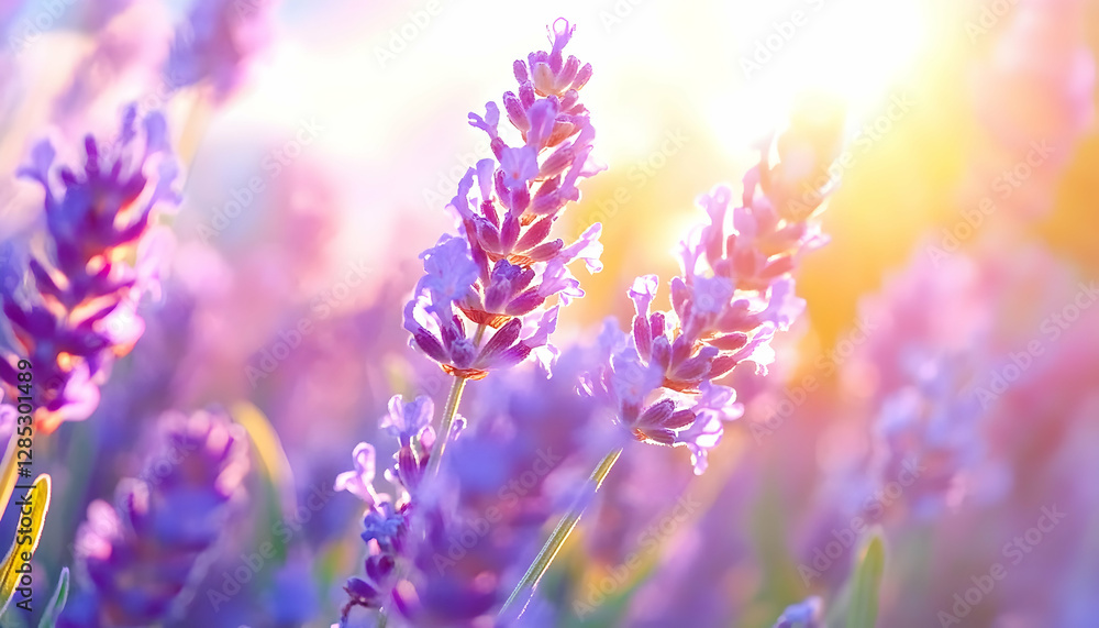 Lavender field sunset, summer bloom, nature backdrop, aromatherapy Lavender field sunset, summer bloom, nature backdrop, aromatherapy