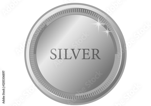 きらきら輝く銀メダルのイラスト