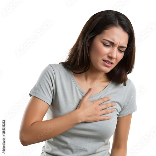 Woman Experiencing Severe Chest Pain Discomfort